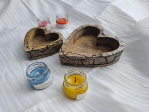 Bol à pâte et porte-bougie en bois naturel fait main en forme de cœur pour la Saint-Valentin, décoration d'intérieur, objet décoratif CC-WCDB - Product Image 3