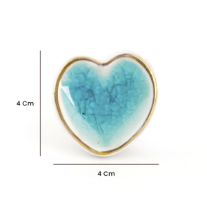Handmade Blue <b>Ceramic</b> Heart Cabinet <b>Knob</b> | Gold Alloy <b>Drawer</b> Door Handles Kitchen Bedroom Furniture Home Decor Hardware Set of 3 - Product Image 1