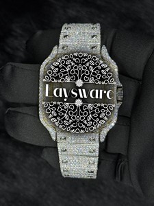 Montre rectangulaire de luxe Laysware en acier inoxydable avec cadran en diamant moissanite, analogique, mécanique, unisexe, montre de mode - Product Image 4