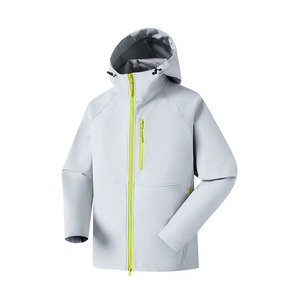 Veste coupe-vent à capuche en toile enduite personnalisée, veste d'extérieur unie, fermeture éclair, coupe-vent, respirante, imperméable, recyclable, grande taille - Product Image 3