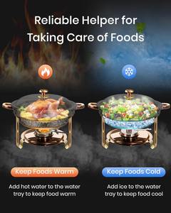 Elegant Gold and Silver Stainless Steel Round <b>Chafing</b> <b>Dish</b> <b>Set</b> Professional <b>Buffet</b> Food Warmer for Fine Dining and Hotel Events - Product Image 2