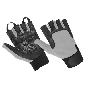 Gants de cyclisme demi-doigts gris-noir unisexes, respirants, en PU, pour la gym, avec une prise confortable, design à enfiler, pour les sports d'été - Product Image 3