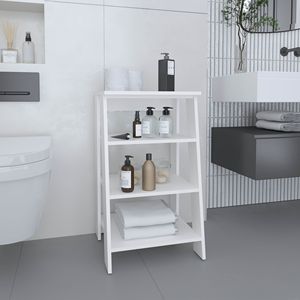 Mobiletto in Lino da 75,4 cm (29,7 pollici) con Quattro Ripiani Verticali Bianchi per Bagno - Product Image 1