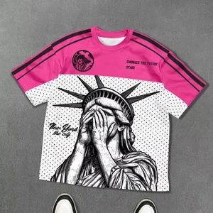 T-shirt en jersey streetwear en gros, coupe courte, oversize et carrée, col rond, en maille, style maillot de football - Product Image 1