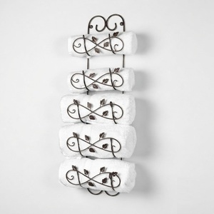 Toallero de pared rústico de hierro forjado con diseño de 3 niveles en espiral, organizador de baño de metal vintage para toallas enrolladas de invitados - Product Image 4