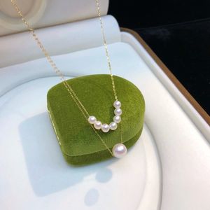 Collier réglable en or 18 carats avec perle naturelle ciel étoilé 4-8 mm, lumière intense, pièce unique, remplacement de cheveux, mode, coffret cadeau assorti - Product Image 1