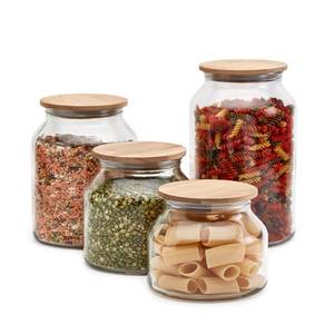 Pot en verre minimaliste avec couvercle en métal pour le rangement contemporain de la cuisine, l'affichage sur comptoir, l'organisation de la garde-manger et la conservation des aliments - Product Image 6