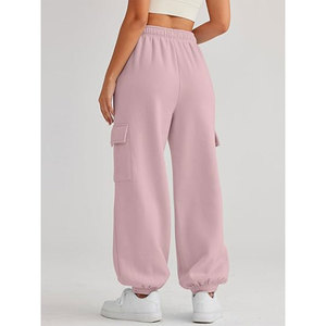 Pantalones Deportivos Rosas para Mujer, Cintura Alta, Elásticos, con Cordón, Corte Holgado, Largos, Casuales, con Bolsillos, para Otoño - Product Image 2