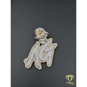 Moissanite Diamond <b>Custom</b> AG <b>Name</b> Pendant Cartoon Iced Out Hip Hop <b>Necklace</b> Bling Jewelry Gift - Product Image 4
