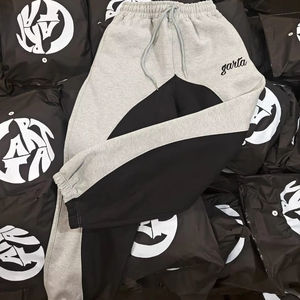 Pantalones Deportivos Unisex de Felpa 100% Algodón, 450 GSM, de Dos Tonos, con Logotipo Bordado y Puños, para Hombre - Product Image 1