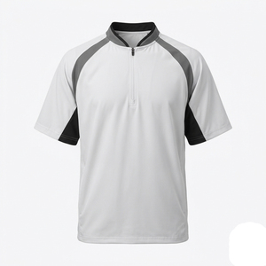 Chaquetas OEM Zip Up Cage para hombre, de manga larga, con cuello alto y media cremallera, 100% poliéster, estilo béisbol. - Product Image 3