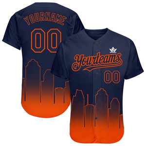Maillot de baseball SPARKWELL personnalisé dégradé bleu-orange avec motif skyline urbain, unisexe adulte, manches courtes, sublimé, anti-humidité - Product Image 6