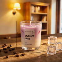 Bougie parfumée en verre transparent avec couche de cire caramel café, idéale pour les desserts, cadeaux de fête, commande personnalisée