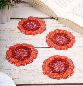 Handmade Bohemian Coaster Set Vibrant <b>Mosaic</b> Bead Arrangements Artful Table Protection Mats/Pads - Product Image 1