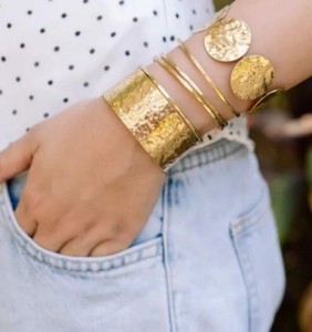 Elegant Retro Brass Cuff Chunky Stack Bangle Wedding Party Festive Vintage Adjustable Chic Stylish Statement Jewelry <b>Bracelet</b> - Product Image 2