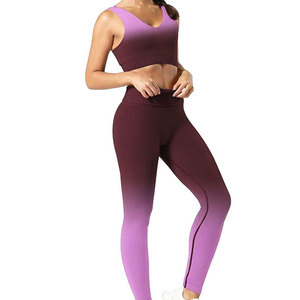 Conjunto Deportivo de Yoga, Transpirable, de Secado Rápido, con Sujetador Deportivo y Leggings de Cintura Media con Logotipo Frontal, para Gimnasio, Ejercicio y Práctica de Yoga - Product Image 1