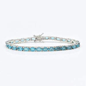 Bracelet de luxe haut de gamme en argent sterling 925 avec apatite naturelle ovale taille brillant et sertissage à griffes, unisexe - Product Image 2