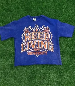 Custom <b>Hip</b> Hop T-Shirt Harajuku Style 100% Cotton Vintage Washed Heavyweight Breathable Oversized Fit T Shirt <b>for</b> Men - Product Image 1