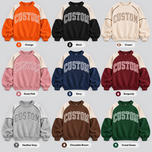 Women Custom <b>Orange</b> Patchwork Sweatshirt Oversized Color Block Mock Neck Pullover Autumn Streetwear Raglan Sleeve Fleece <b>Hoodies</b> - Product Image 4