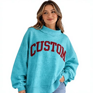<b>Womens</b> Oversized <b>Fleece</b> Raised Neck Sweatshirt Relaxed Pullover Cozy Loose Casual <b>Top</b> <b>For</b> Weekend Outings And Daily Fashion - Product Image 1