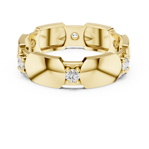 Bague de luxe géométrique à maillons diamantés en or jaune avec accents ronds brillants et design contemporain - Product Image 3