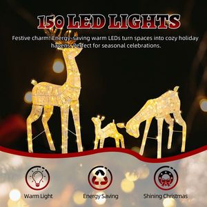 Ensemble de 3 rennes de Noël lumineux résistants aux intempéries, décorations d'extérieur, décorations de maison, figurines et jouets de Noël - Product Image 2