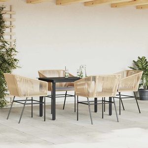 Set da Pranzo da Giardino per 4 Persone in Rattan PE Marrone con Telaio in Acciaio, Resistente ai Raggi UV, Design Contemporaneo - Product Image 3