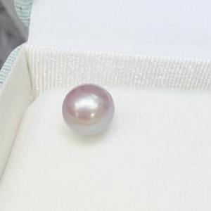 Boucles d'oreilles en perles d'eau douce naturelles de Zhuji, authentiques, rondes de 9 à 10 mm, presque parfaites, violettes, en argent pur, forme ronde élégante - Product Image 4