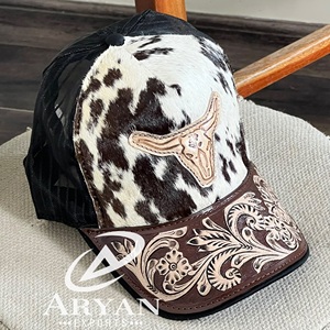 Última Gorra de Béisbol Unisex 2026 de Cuero Repujado con Parche de Diseño de Toro, Malla y Visera Curva, Estilo Snapback, Gorras y Sombreros Deportivos Trucker - Product Image 1