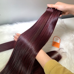 Bó xương thẳng DARK BURGUNDY tóc con người SDD và <span class=keywords><strong>DD</strong></span> sợi ngang phần mở rộng tóc tự nhiên mượt lớp biểu bì phù hợp - Product Image 3