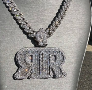 Pendentif personnalisé en moissanite certifiée GRA, lettre initiale Double R, style Hip Hop, en argent 925, entièrement serti de moissanite VVS véritable, pour soirée - Product Image 3