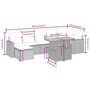Set di divani da giardino in polyrattan nero da 8 pezzi con cuscini - Product Image 3