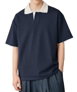 เสื้อเชิ้ตผู้ชายแฟชั่นล่าสุด ผ้าเจอร์ซีย์เนื้อแน่น ซิปหน้า แขนสั้น สไตล์ลำลอง ทรงคลาสสิค ใส่สบายสำหรับฤดูร้อน ผ้าฝ้าย 100% กันยับ รับสั่งทำ - Product Image 3