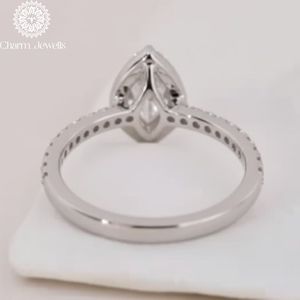 Charm Jewells Cushion Cut Moissanite IGI Certified Engagement <b>Ring</b> 18K <b>Silver</b> Plated Prong Setting Women's Classic Wedding Band - Product Image 6