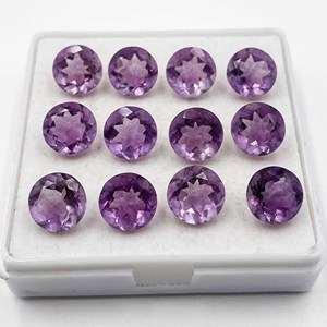 Lot de pierres précieuses en fluorite naturelle en vrac, taillées rondes à facettes, 8-12 mm, pierre pleochroïque violette pour bijoux fins - Product Image 1