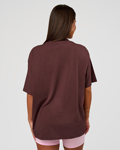 เสื้อยืดคอกลมโอเวอร์ไซส์สำหรับผู้หญิง สีพื้น ทรงหลวม ไหล่ตก แขนสั้น ผ้าเจอร์ซีย์คอตตอน ยาวพิเศษ ใส่ได้ทุกฤดู - Product Image 6