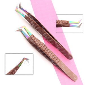 Ensemble de pinces à cils à volume classique de haute qualité avec poignée en diamant Logo personnalisable en fibre d'acier inoxydable cils de beauté pointus - Product Image 3
