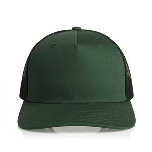 Casquette Trucker en Maille 5 Panneaux Personnalisée de Haute Qualité – Vert Foncé & Noir, Casquette de Baseball Ajustable à Fermeture Snapback pour Hommes et Femmes - Product Image 1