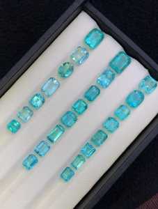 พลอยอะพาไทต์สีพาราอิบาธรรมชาติ สีน้ำเงินอมเขียว ทรงเหลี่ยม รูปทรงต่างๆ สำหรับทำเครื่องประดับ - Product Image 3