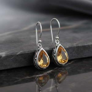 Boucles d'oreilles pendantes tendance 2026 en argent sterling 925 plaqué or 18 carats, couleur jaune poire, longues et imposantes, avec pierres précieuses, bijoux de fête - Product Image 1