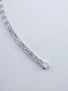 Classic look emerald Cut Moissanite Tennis <b>Bracelet</b> 925 <b>Silver</b> Channel Setting Women's Luxury Everyday Wear - Product Image 2