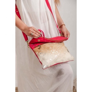 Bolso bandolera de cuero de vaca genuino LW para mujer, estilo de vestido portátil de una sola manija Vintage con patrón de piedra, producto auténtico - Product Image 1