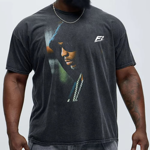 Camisetas de algodón negras lavadas extragrandes personalizadas para hombre, con estampado gráfico vintage DTG, estilo urbano, manga corta, suministro al por mayor - Product Image 3
