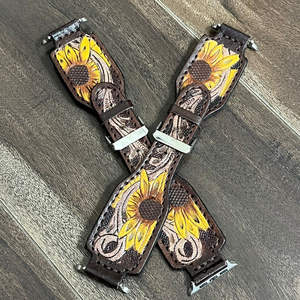 สายนาฬิกา Apple Watch หนังวัวแท้แกะสลักลายดอกไม้สไตล์ตะวันตก งานแฮนด์เมดระดับพรีเมียม OEM ODM สายรัดข้อมือ iWatch ดีไซน์ทันสมัย - Product Image 5