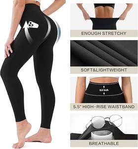 Top Quality Waisted Leggings for Women with Pockets Soft Active <b>Tummy</b> <b>Control</b> Pants for Yoga Running - Product Image 5