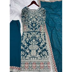 Hermoso Top Georgette para Mujer-Conjunto Plazzo y Dupatta con Diamante Hecho a Mano - Product Image 1