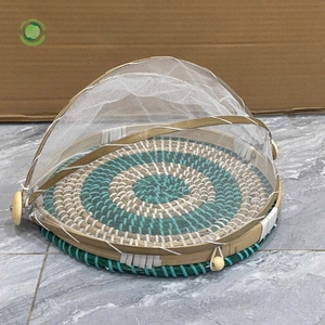 Couvre-plat en jonc de mer avec motif vert, articles de cuisine et décoration de table, vente en gros, écologique, fabriqué au Vietnam - Product Image 2