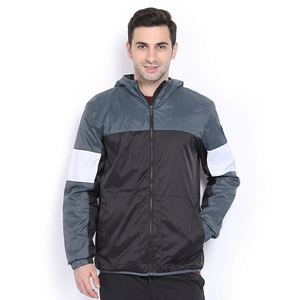 <b>Men's</b> Lightweight Windbreaker Jacket Color Block Full Zip Hooded Outdoor Sportswear <b>Coat</b> - Product Image 1