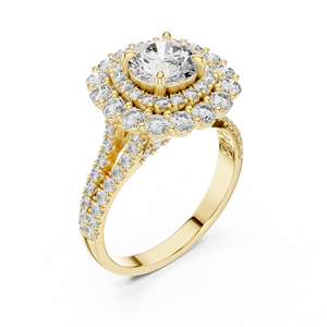 Bague de fiançailles en or jaune 10 carats pour femme, avec diamant, motifs Imperial Bloom, Celestial Crown, Royale Aura, Empress Halo - Product Image 2