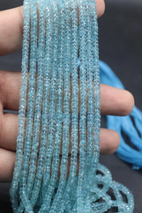 Cuentas Redondas Facetadas de Aguamarina Azul Natural AAA+ de 4 mm, Hilo de 16 Pulgadas para la Fabricación de Joyas - Product Image 5